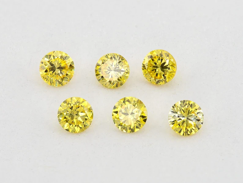 1pcs 2mm Canary Yellow, Fancy Vivid Yellow Natural Diamonds VS-SI Round Brilliant Selection|Custom Jewelry|Canary yellow diamond|Matching
