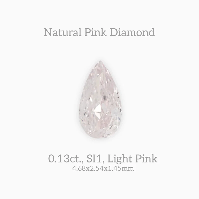 0.13ct 4.78x2.5mm Light Pink Natural Pink Diamond Pear SI1 Untreated 100% Natural