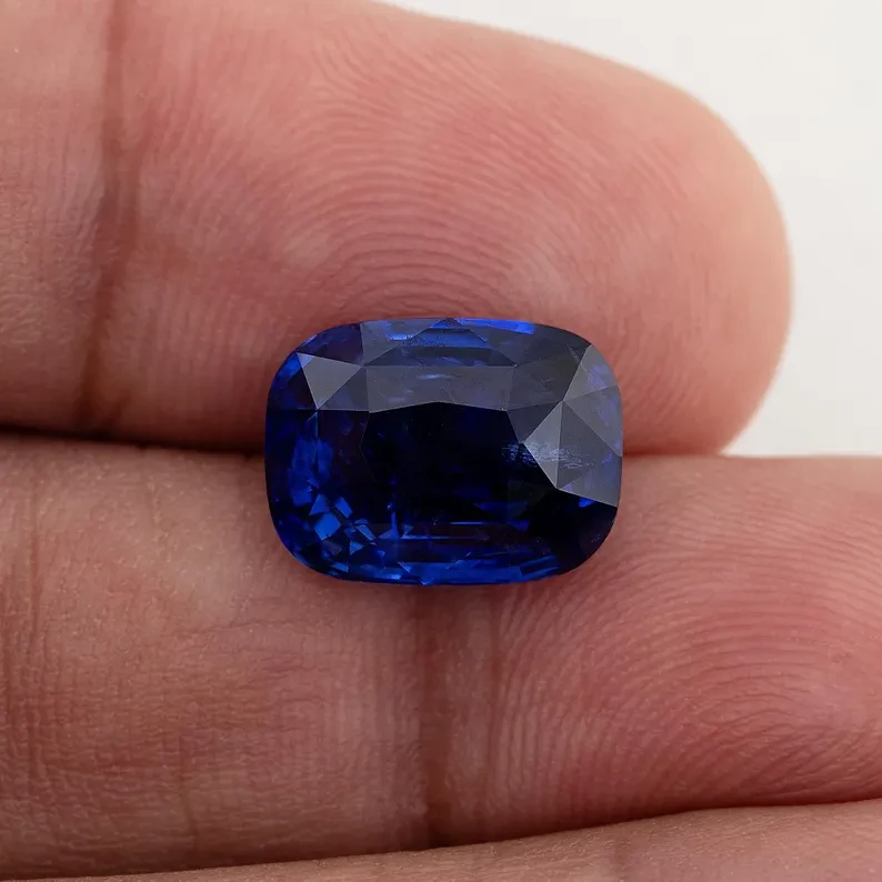 GRS Certified 8.06 ct. Natural Blue Sapphire Cushion Ceylon Sri Lanka Heated
