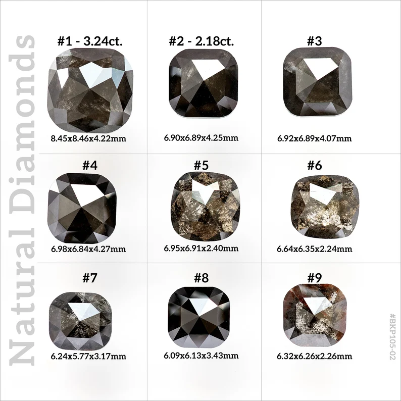 Select from Salt & Pepper, Black color Loose Natural Diamonds Rose Cut Parcel Untreated