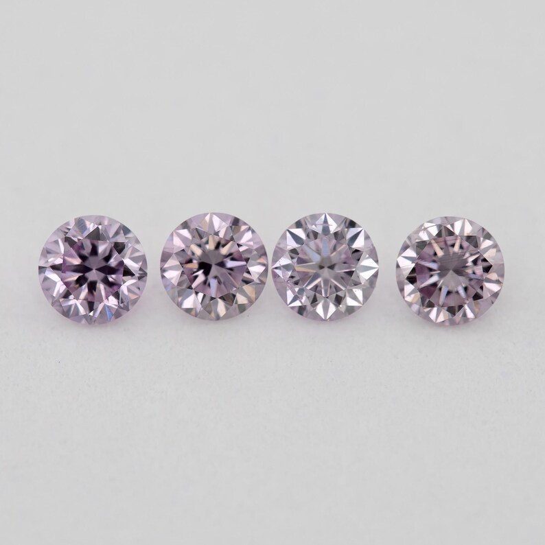 0.29ct of 4pcs 2.60mm Fancy Intense Purplish Pink Natural Pink Diamonds Pair Round Brilliant SI1 Untreated 100% Natural