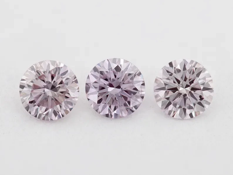 0.30ct of 3pcs 2.90mm Fancy Intense Purplish Pink Natural Pink Diamonds Set Round Brilliant SI1 Untreated 100% Natural