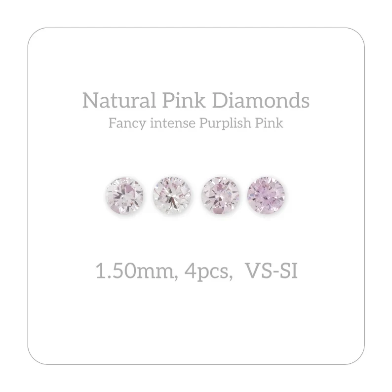 1.5mm 4pcs Fancy Intense Pink Natural Pink Diamonds VS-SI Round Brilliant