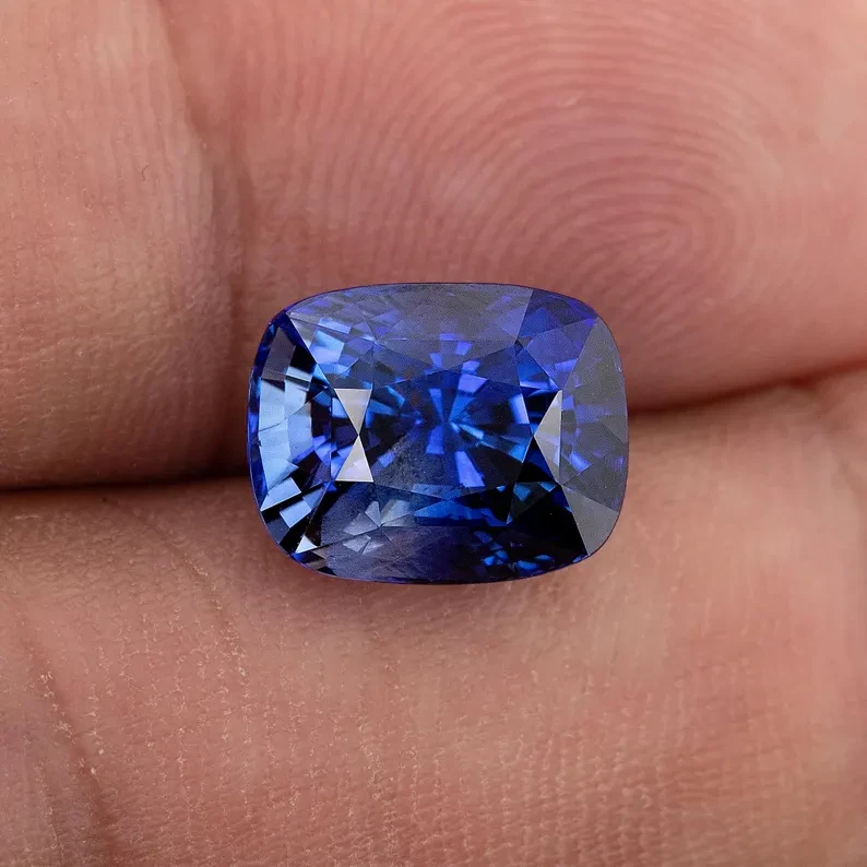 GRS Certified 5.41 ct. Natural Blue Sapphire Cushion Ceylon Sri Lanka Heated