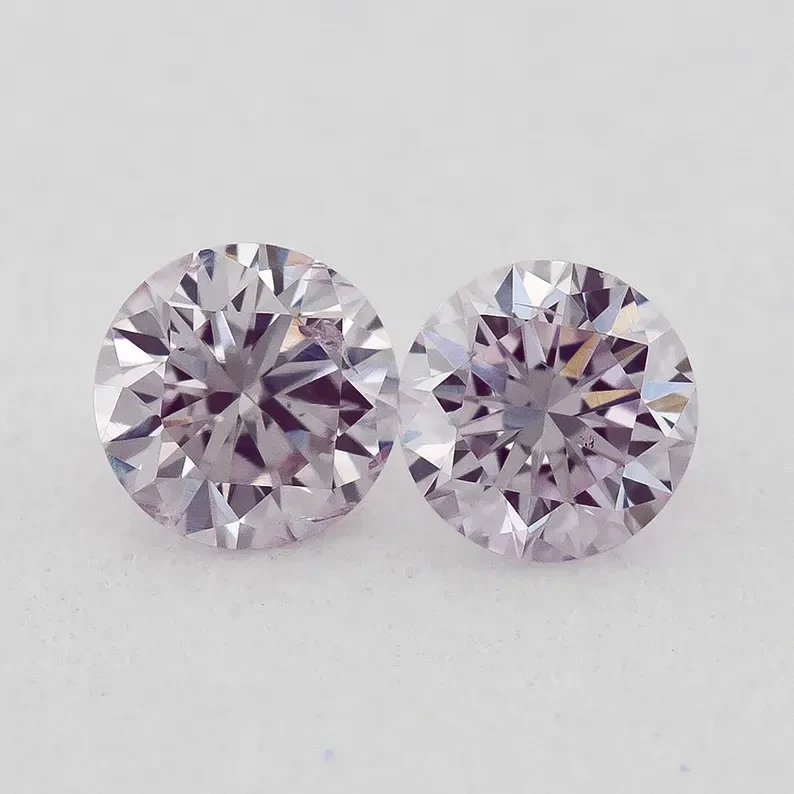 0.14ct of 2pcs 1.50mm Fancy Intense Purplish Pink Natural Pink Diamonds Pair Round Brilliant SI1 Untreated 100% Natural