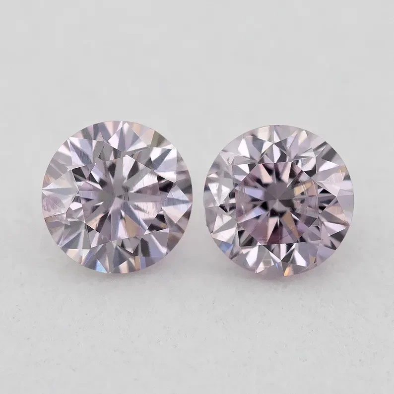 0.16ct of 2pcs 1.60mm Fancy Intense Purplish Pink Natural Pink Diamonds Pair Round Brilliant SI1 Untreated 100% Natural